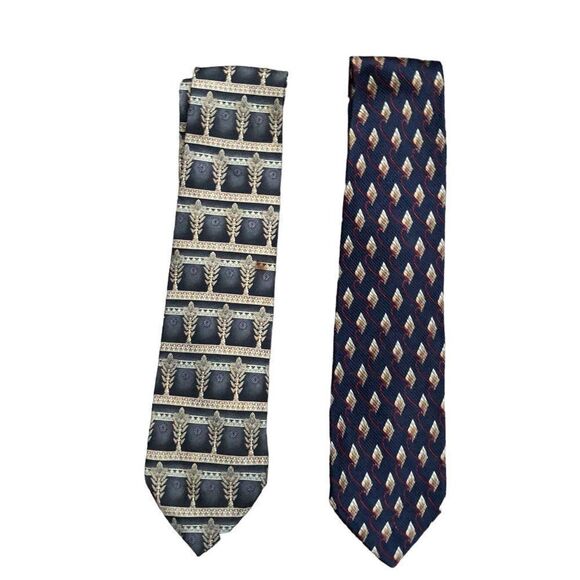 Lot of 2 Christian Dior Ties Blue and Gold RARE - Picture 5 of 10